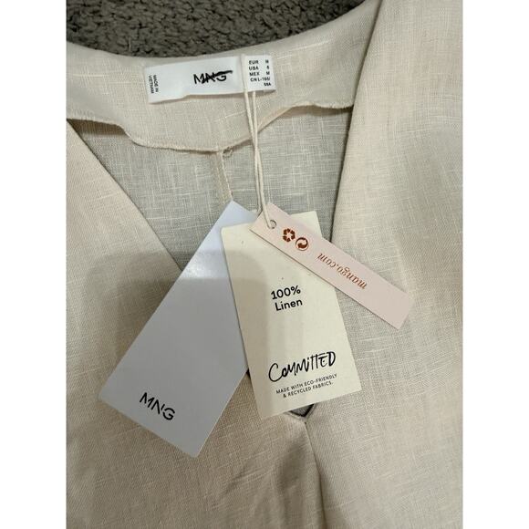 Linen Tie Sash Mango MNG Maxi Dress Size Medium NWT Beach Wedding Party Vacation - Picture 5 of 12